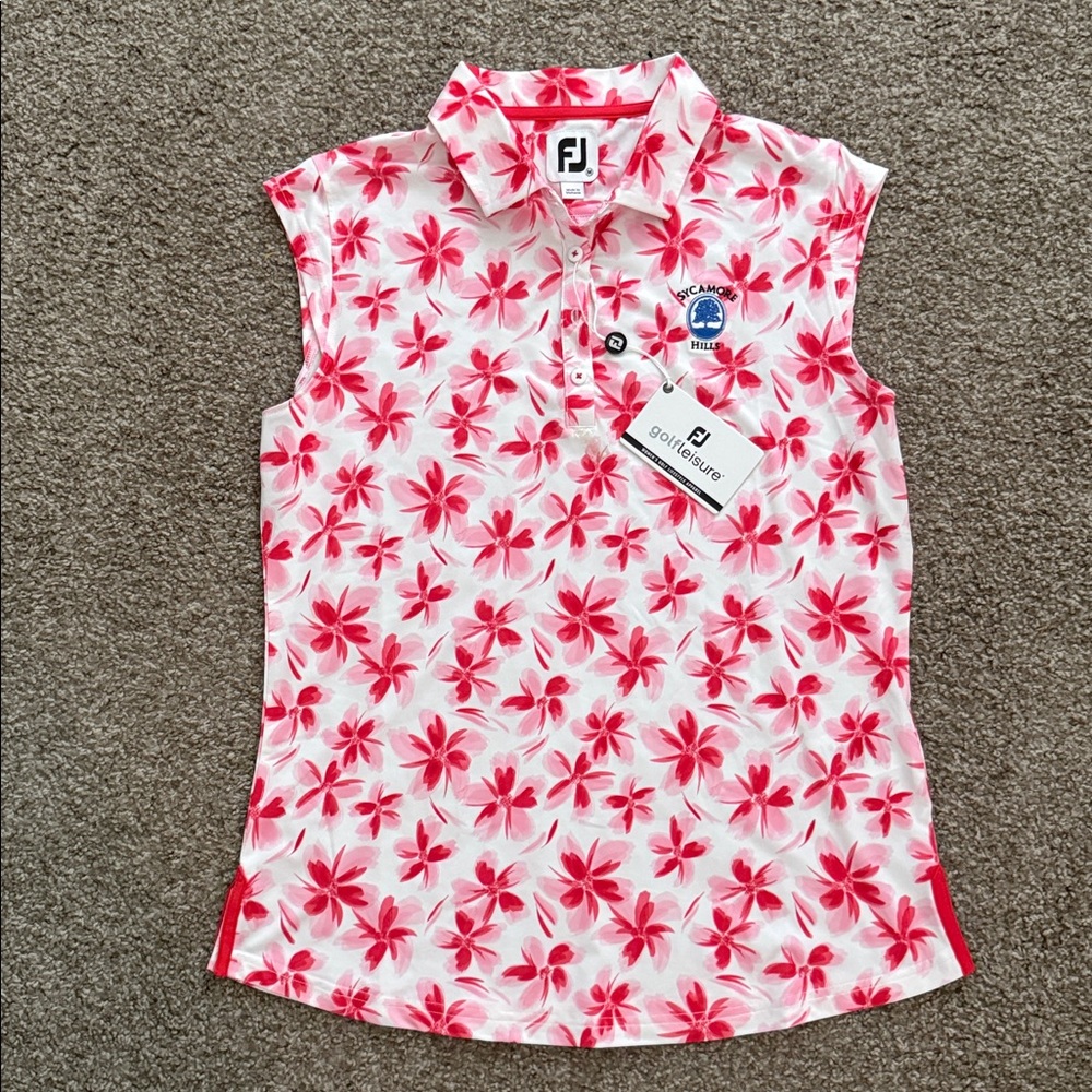 FootJoy Pink Floral Golf Polo